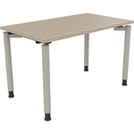 Schreibtisch all in one 1.200 x 680-820 x 700 mm (B x H x T) Vierfuß Rundrohr eiche natur