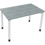 Neutralware Schreibtisch all in one 1.200 x 680-820 x 700 mm (B x H x T) Vierfuß Rundrohr beton hell – Produktbild 3