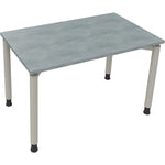 Neutralware Schreibtisch all in one 1.200 x 680-820 x 700 mm (B x H x T) Vierfuß Rundrohr beton hell – Produktbild 2