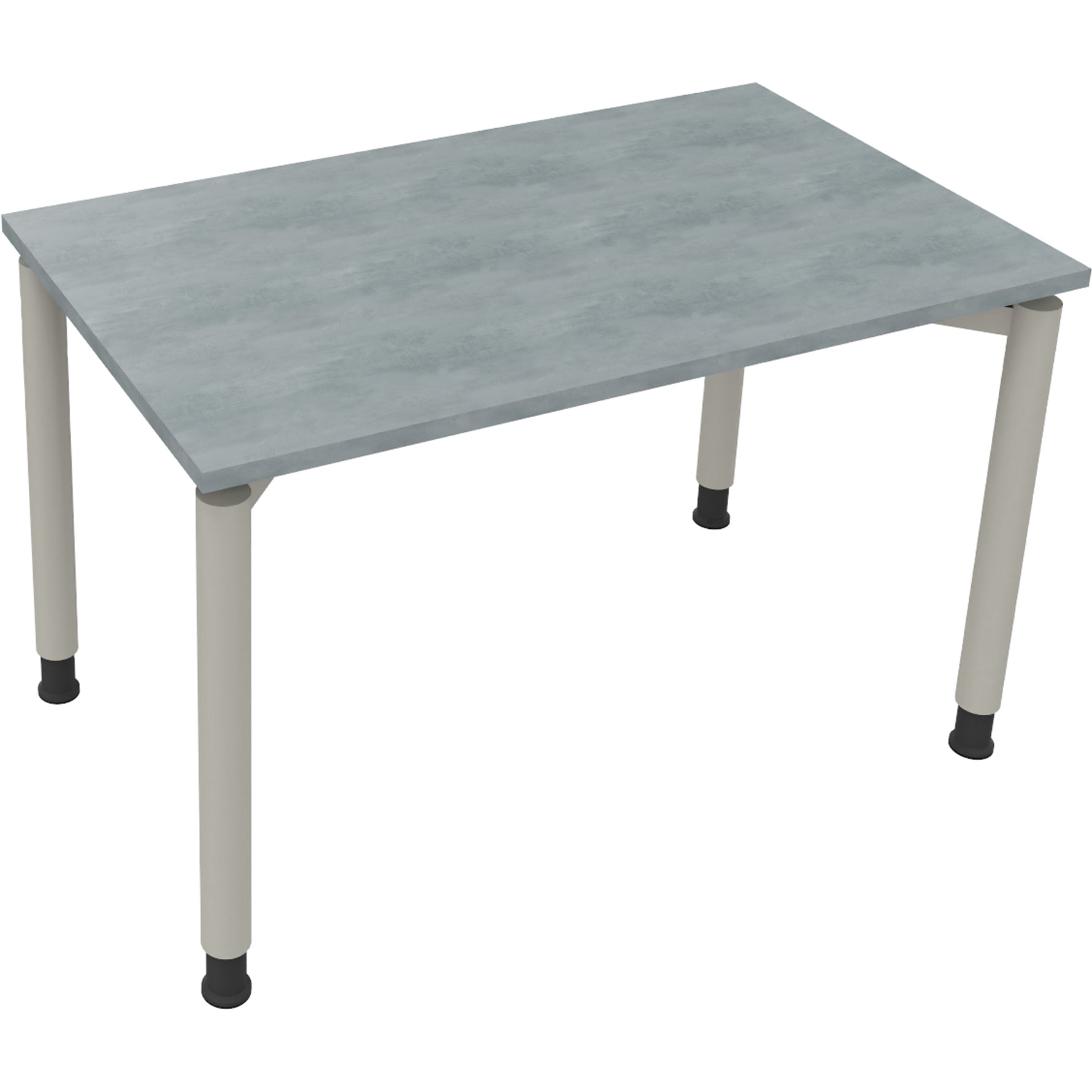 Neutralware Schreibtisch all in one 1.200 x 680-820 x 700 mm (B x H x T) Vierfuß Rundrohr beton hell – Produktbild 2