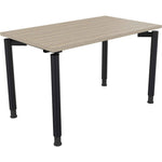 Schreibtisch all in one 1.200 x 680-820 x 700 mm (B x H x T) Vierfuß Rundrohr eiche natur