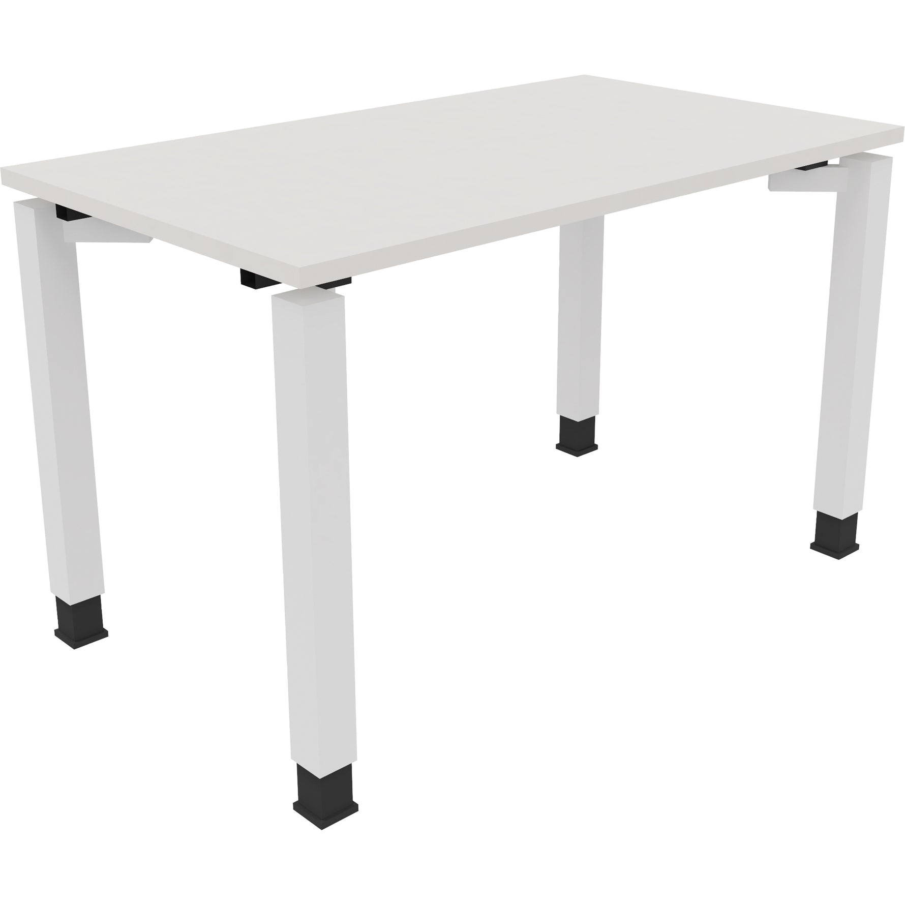 Neutralware Schreibtisch all in one 1.200 x 680-820 x 700 mm (B x H x T) Vierfuß Quadratrohr diamant weiß – Produktbild