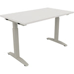 Neutralware Schreibtisch all in one 1.200 x 650-850 x 700 mm (B x H x T) Flachkufe Quadratrohr diamant weiß –