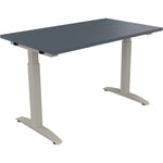 Neutralware Schreibtisch all in one 1.200 x 650-850 x 700 mm (B x H x T) Flachkufe Quadratrohr lavagrau – Produktbild 2