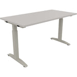 Neutralware Schreibtisch all in one 1.400 x 650-850 x 700 mm (B x H x T) Flachkufe Quadratrohr lichtgrau – Produktbild 2