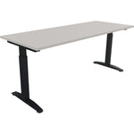 Neutralware Schreibtisch all in one 1.400 x 650-850 x 700 mm (B x H x T) Flachkufe Quadratrohr lichtgrau