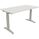 Neutralware Schreibtisch all in one 1.400 x 650-850 x 700 mm (B x H x T) Flachkufe Quadratrohr diamant weiß –
