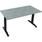 Neutralware Schreibtisch all in one 1.400 x 650-850 x 700 mm (B x H x T) Flachkufe Quadratrohr beton hell