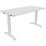 Neutralware Schreibtisch all in one 1.400 x 650-850 x 700 mm (B x H x T) Flachkufe Quadratrohr diamant weiß –
