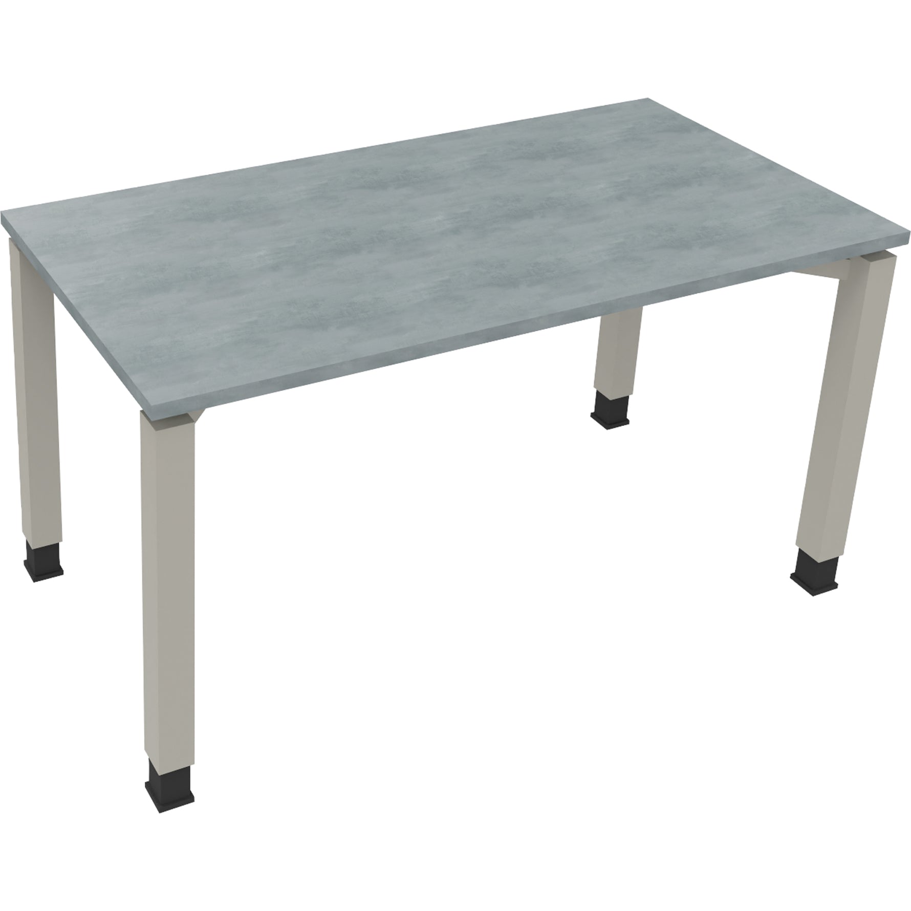 Neutralware Schreibtisch all in one 1.400 x 680-820 x 700 mm (B x H x T) Vierfuß Quadratrohr beton hell – Produktbild 2