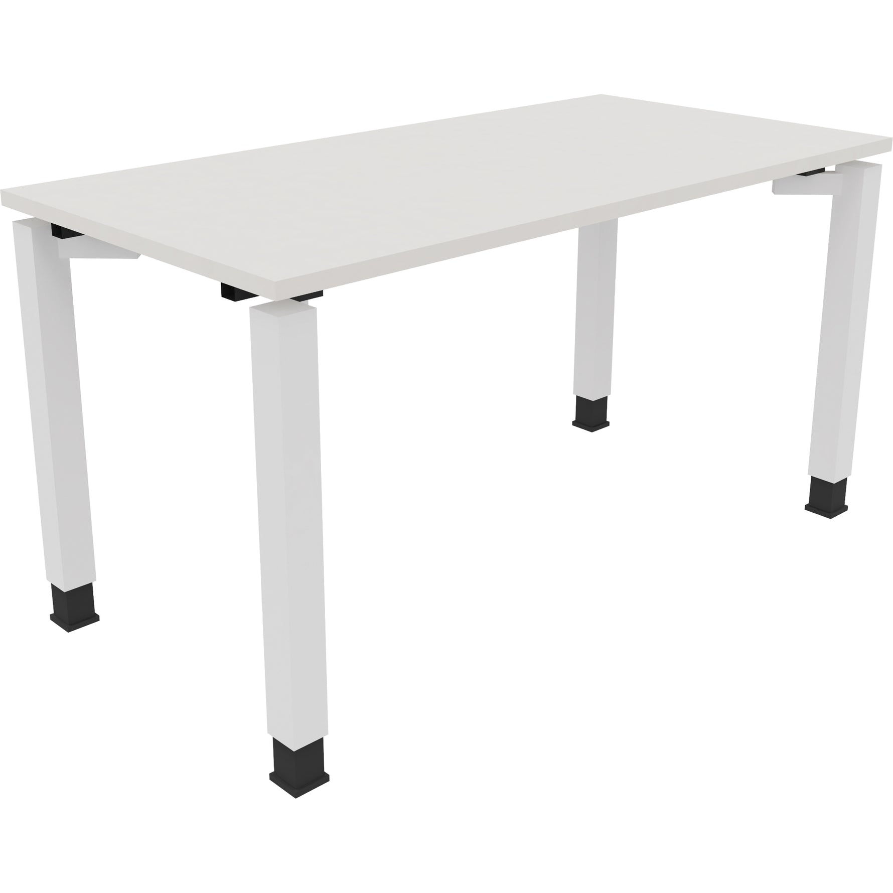 Neutralware Schreibtisch all in one 1.400 x 680-820 x 700 mm (B x H x T) Vierfuß Quadratrohr diamant weiß – Produktbild