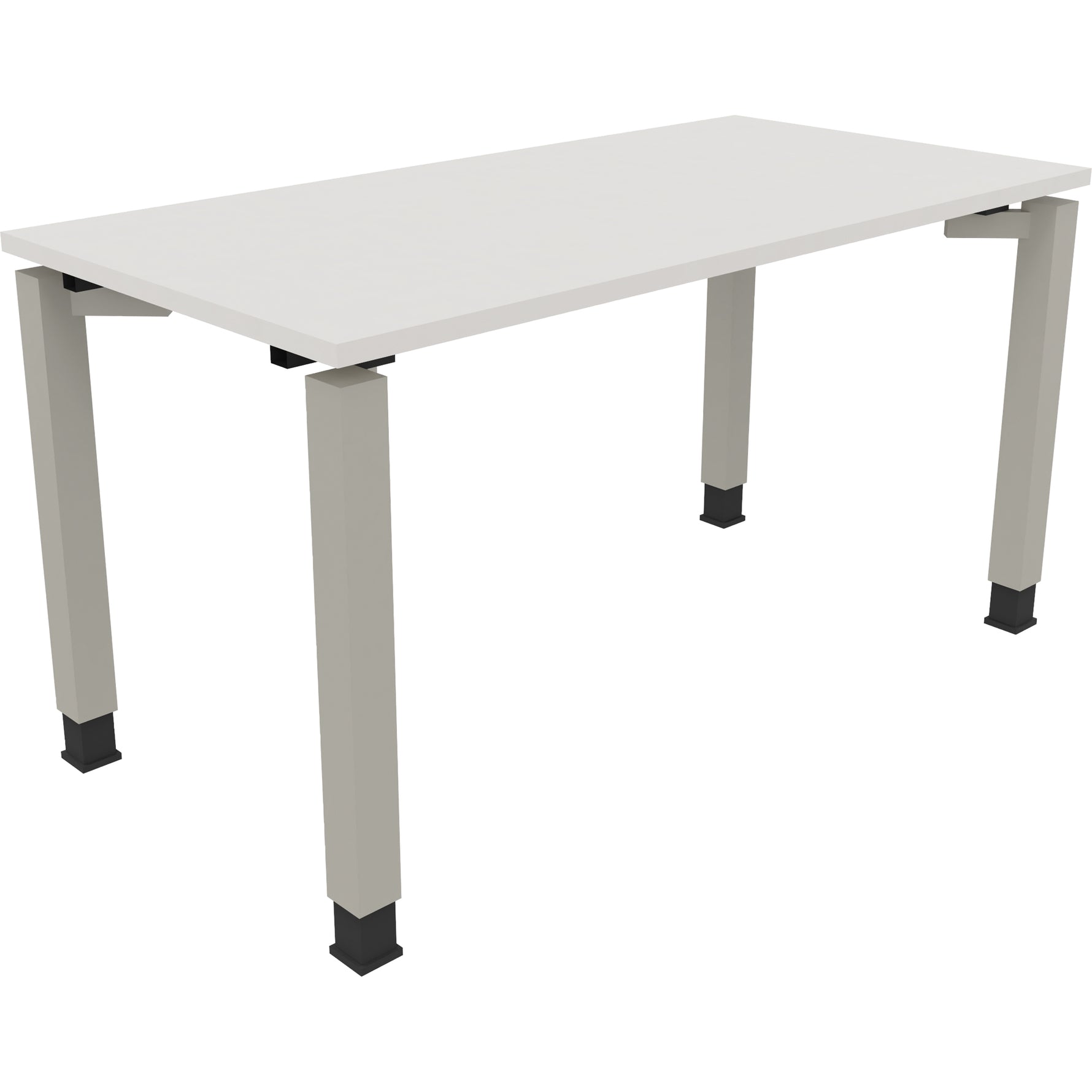 Neutralware Schreibtisch all in one 1.400 x 680-820 x 700 mm (B x H x T) Vierfuß Quadratrohr diamant weiß