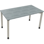 Neutralware Schreibtisch all in one 1.400 x 680-820 x 700 mm (B x H x T) Vierfuß Rundrohr beton hell – Produktbild 2