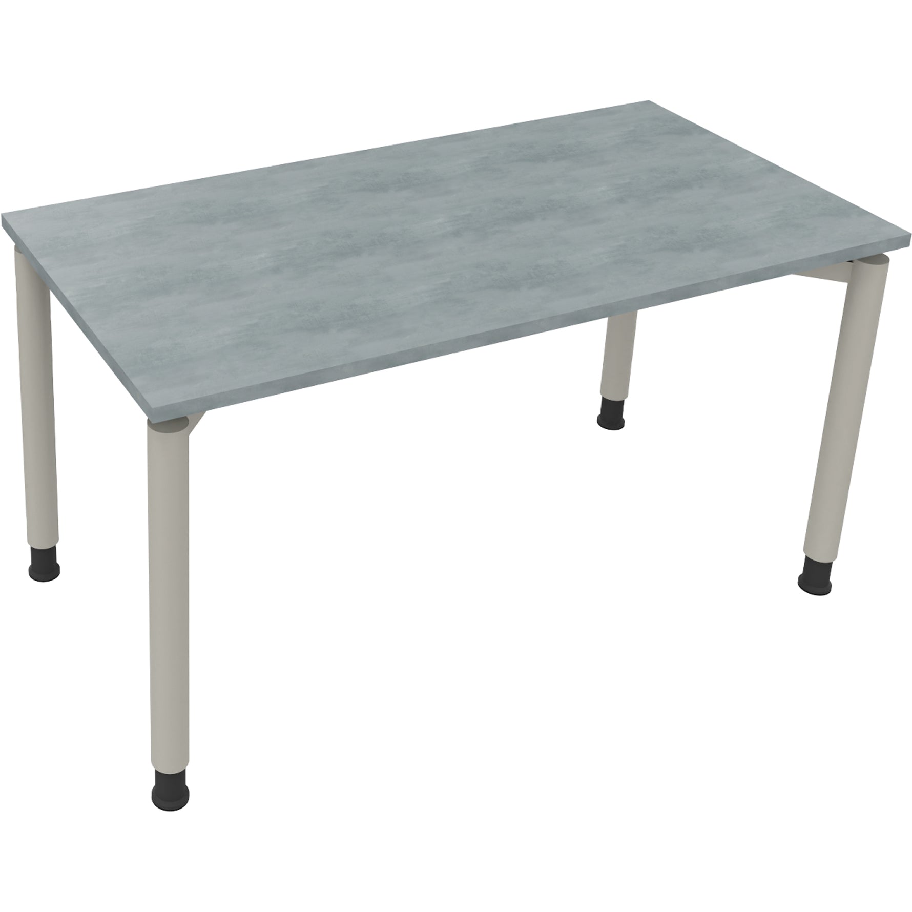 Neutralware Schreibtisch all in one 1.400 x 680-820 x 700 mm (B x H x T) Vierfuß Rundrohr beton hell – Produktbild 2