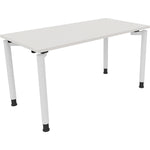 Neutralware Schreibtisch all in one 1.400 x 680-820 x 700 mm (B x H x T) Vierfuß Rundrohr diamant weiß – Produktbild 3