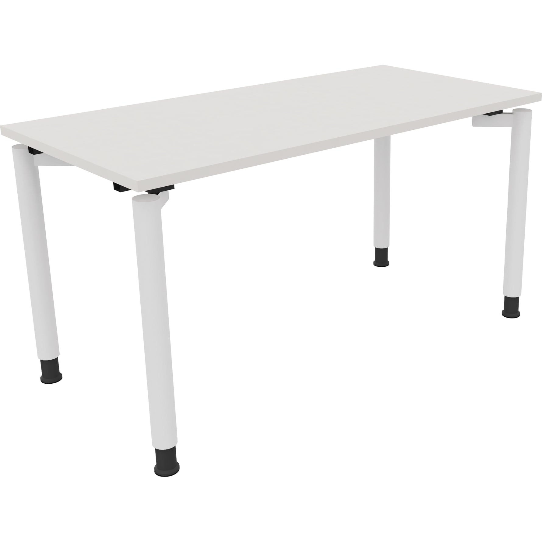 Neutralware Schreibtisch all in one 1.400 x 680-820 x 700 mm (B x H x T) Vierfuß Rundrohr diamant weiß – Produktbild 3