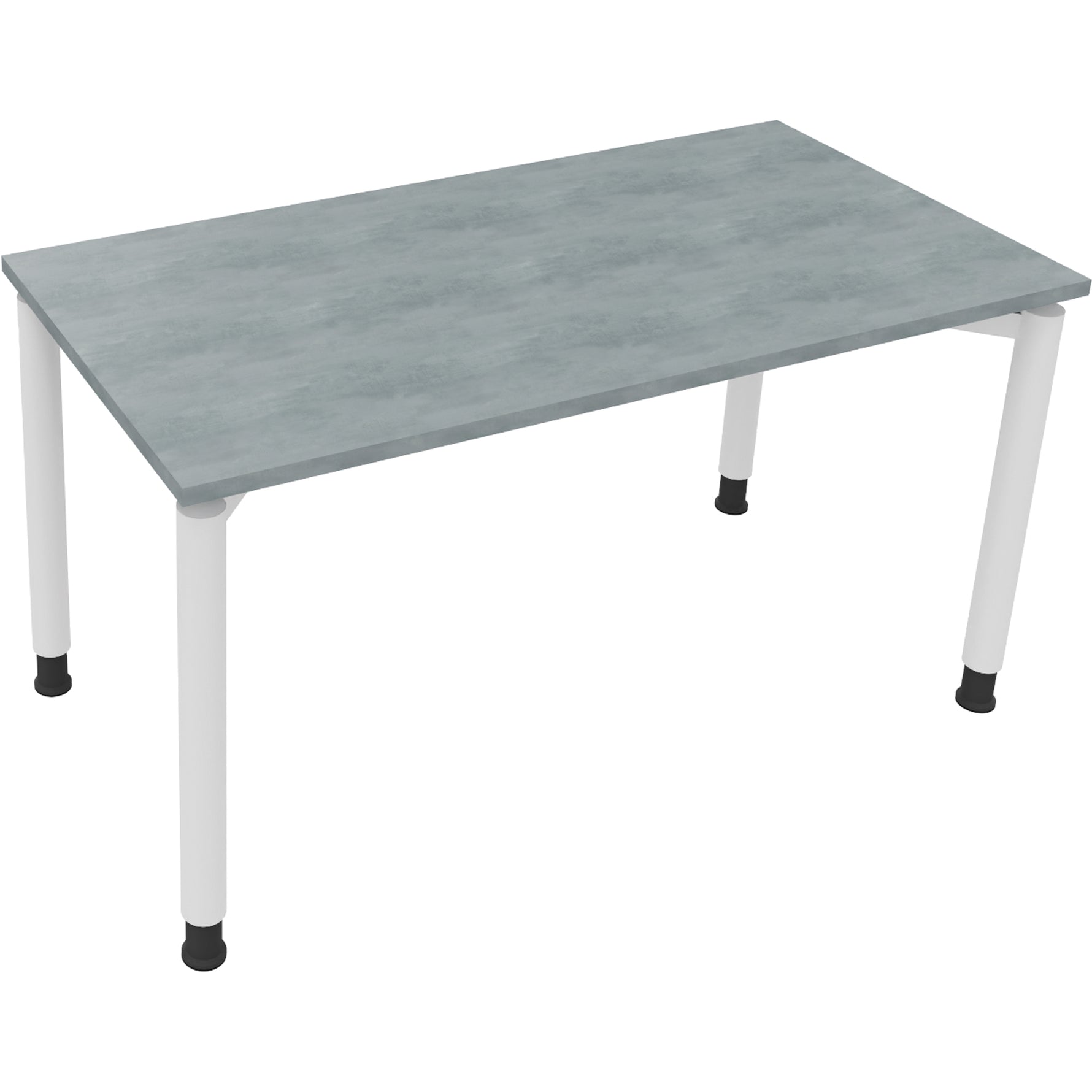 Neutralware Schreibtisch all in one 1.400 x 680-820 x 700 mm (B x H x T) Vierfuß Rundrohr beton hell – Produktbild 3