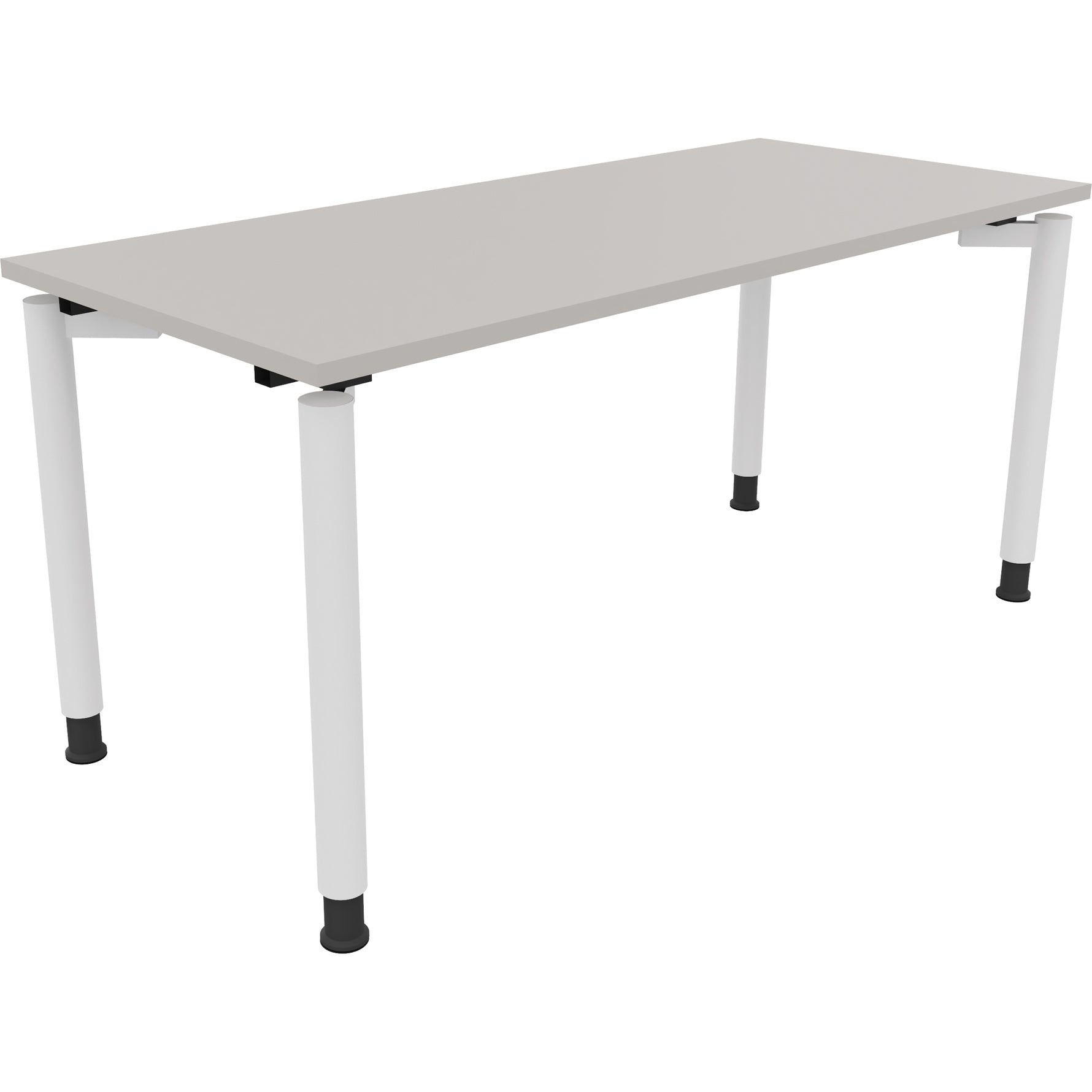 Neutralware Schreibtisch all in one 1.600 x 680-820 x 700 mm (B x H x T) Vierfuß Rundrohr lichtgrau – Produktbild 3