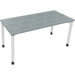Neutralware Schreibtisch all in one 1.600 x 680-820 x 700 mm (B x H x T) Vierfuß Rundrohr beton hell – Produktbild 3