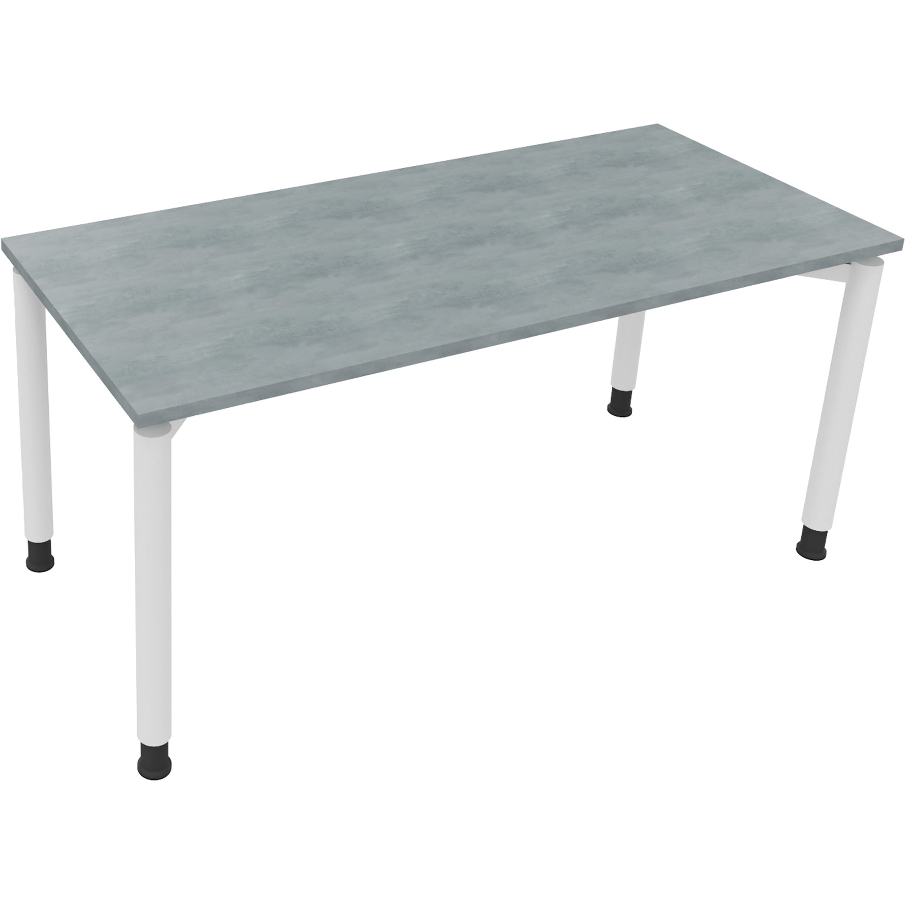 Neutralware Schreibtisch all in one 1.600 x 680-820 x 700 mm (B x H x T) Vierfuß Rundrohr beton hell – Produktbild 3