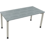 Neutralware Schreibtisch all in one 1.600 x 680-820 x 700 mm (B x H x T) Vierfuß Rundrohr beton hell – Produktbild 2