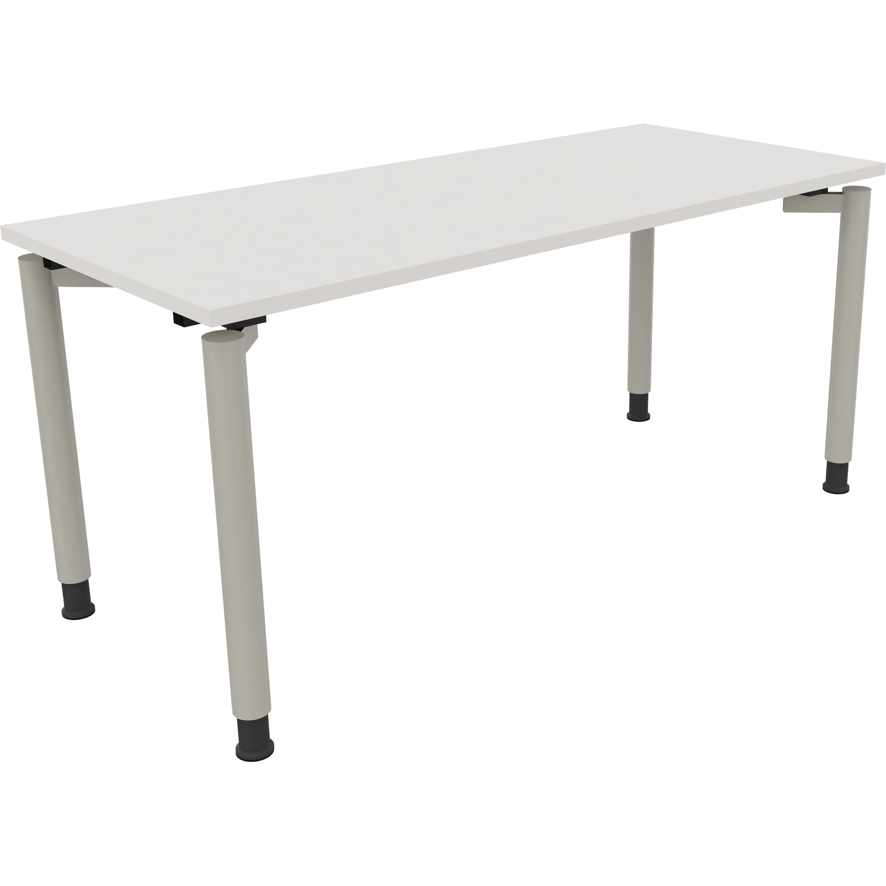 Neutralware Schreibtisch all in one 1.600 x 680-820 x 700 mm (B x H x T) Vierfuß Rundrohr diamant weiß – Produktbild 2