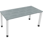 Neutralware Schreibtisch all in one 1.600 x 680-820 x 700 mm (B x H x T) Vierfuß Quadratrohr beton hell – Produktbild 3