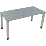 Neutralware Schreibtisch all in one 1.600 x 680-820 x 700 mm (B x H x T) Vierfuß Quadratrohr beton hell – Produktbild 2