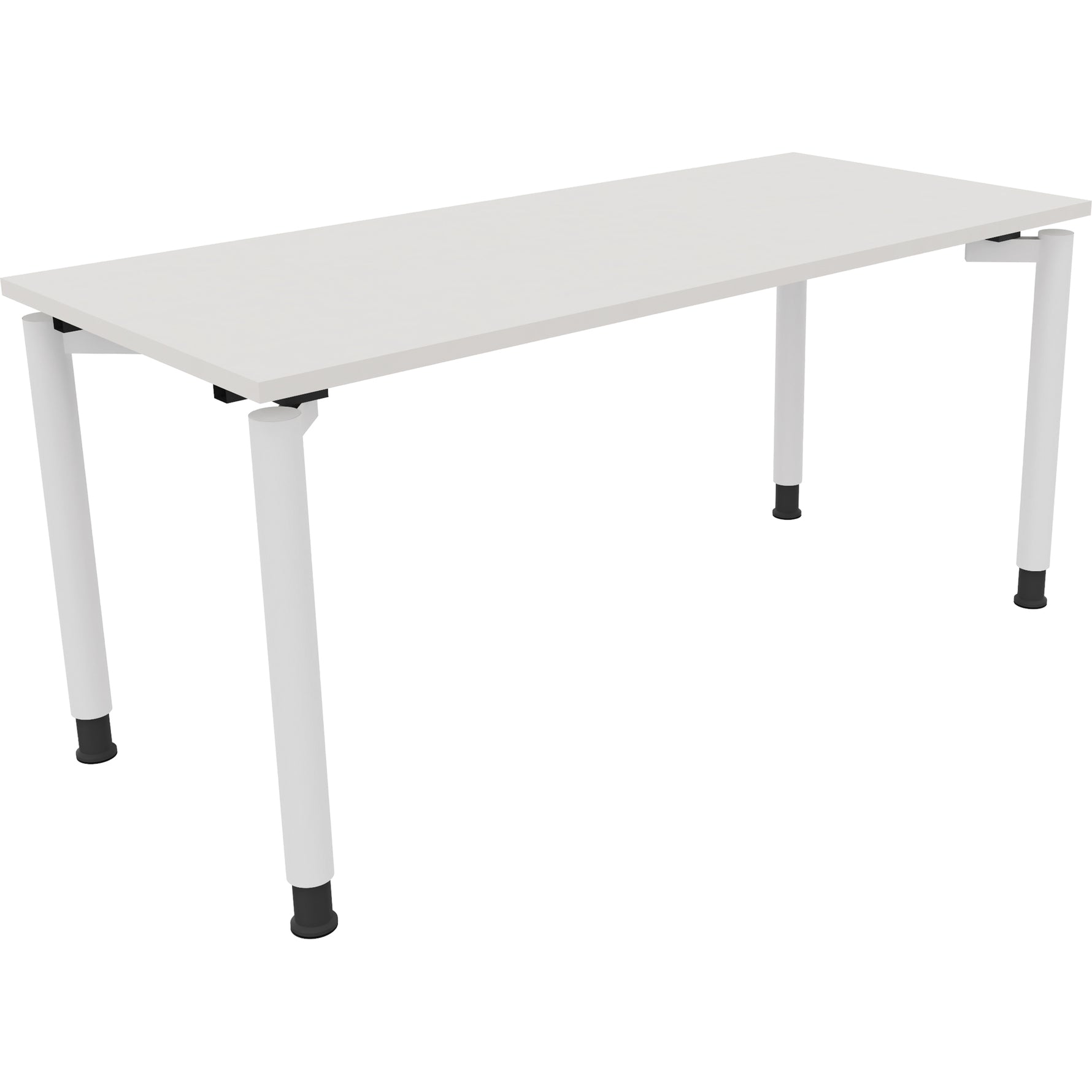 Neutralware Schreibtisch all in one 1.600 x 680-820 x 700 mm (B x H x T) Vierfuß Rundrohr diamant weiß – Produktbild 3