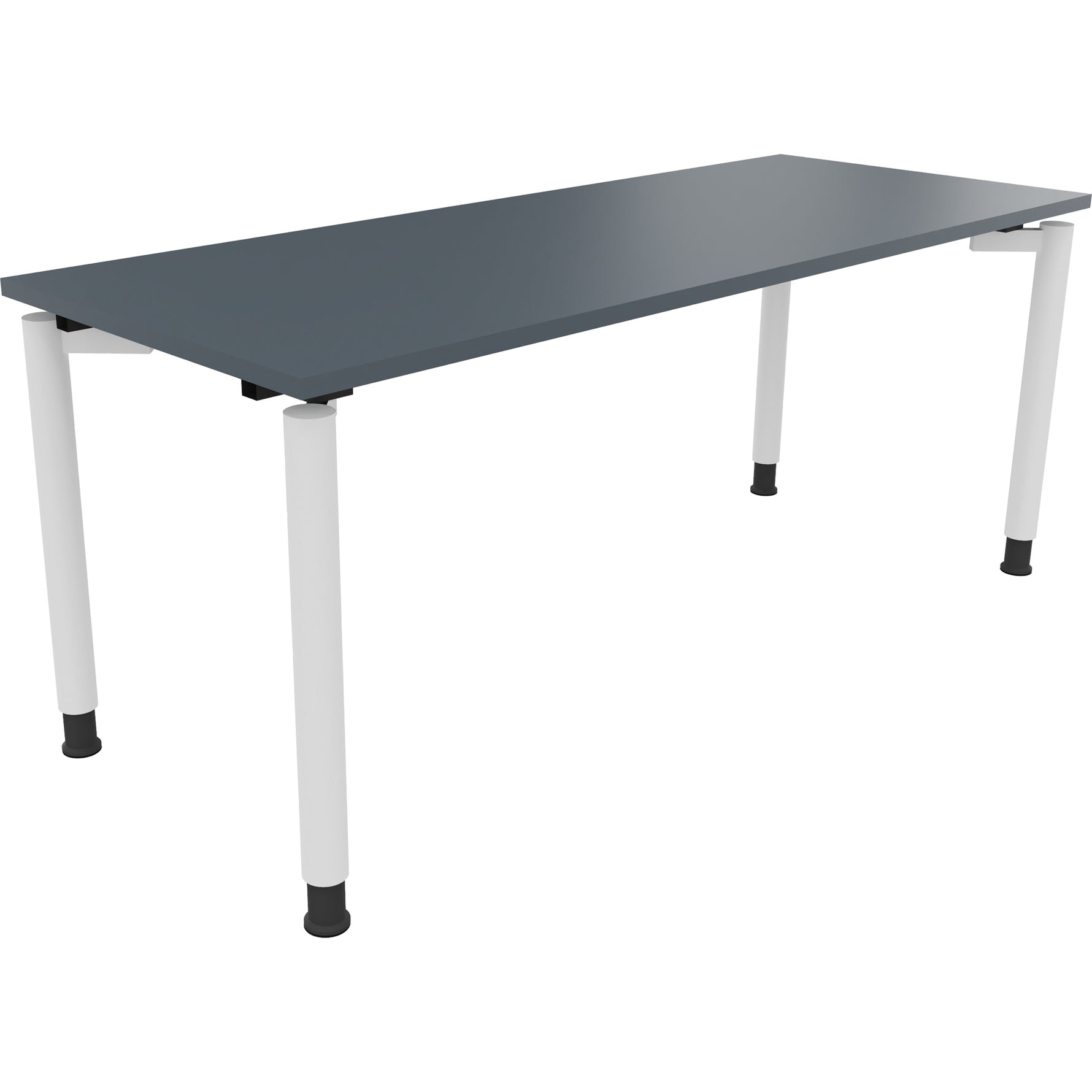 Neutralware Schreibtisch all in one 1.600 x 680-820 x 700 mm (B x H x T) Vierfuß Rundrohr lavagrau – Produktbild 3