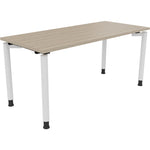 Neutralware Schreibtisch all in one 1.600 x 680-820 x 700 mm (B x H x T) Vierfuß Rundrohr eiche natur – Produktbild 3