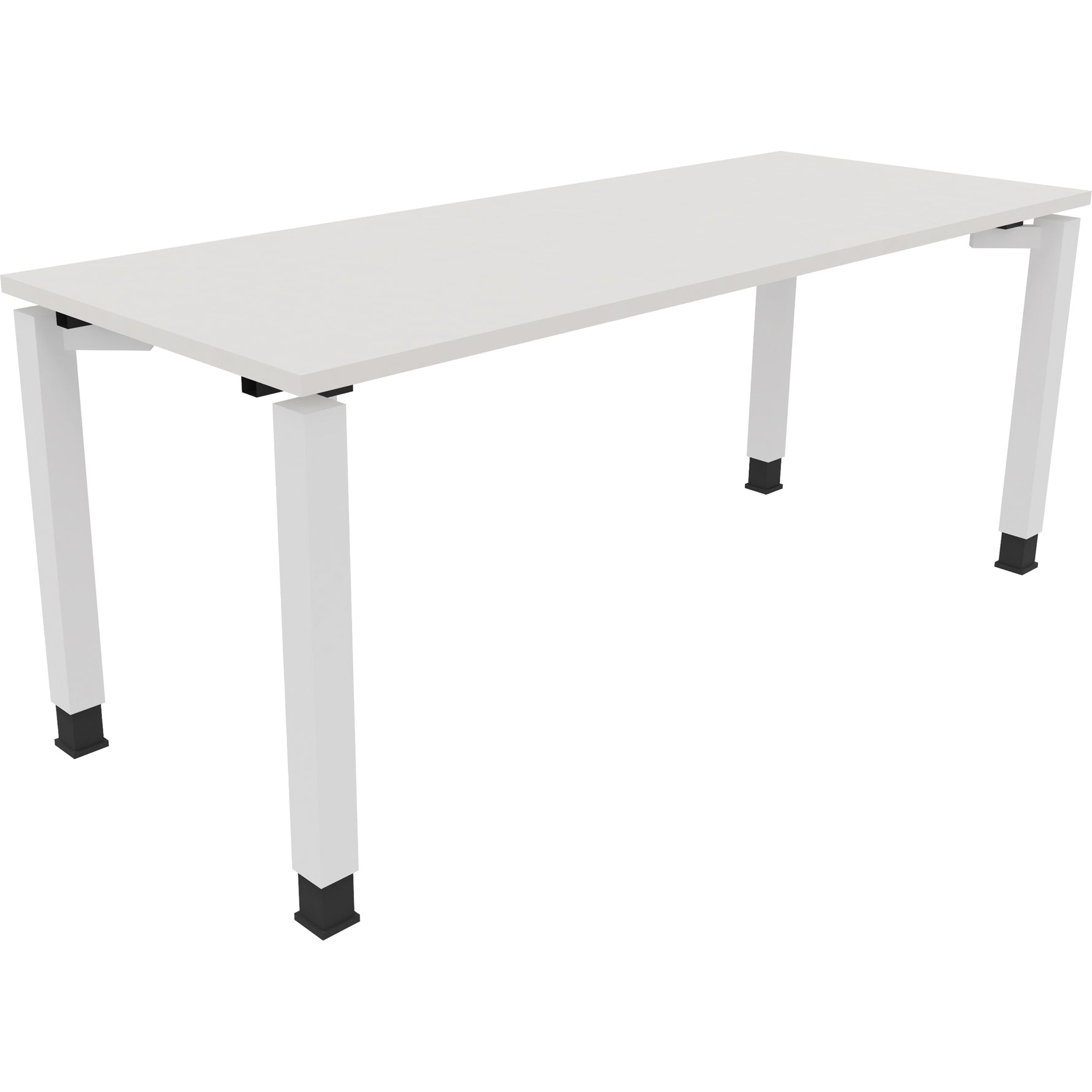 Neutralware Schreibtisch all in one 1.800 x 680-820 x 700 mm (B x H x T) Vierfuß Quadratrohr diamant weiß – Produktbild