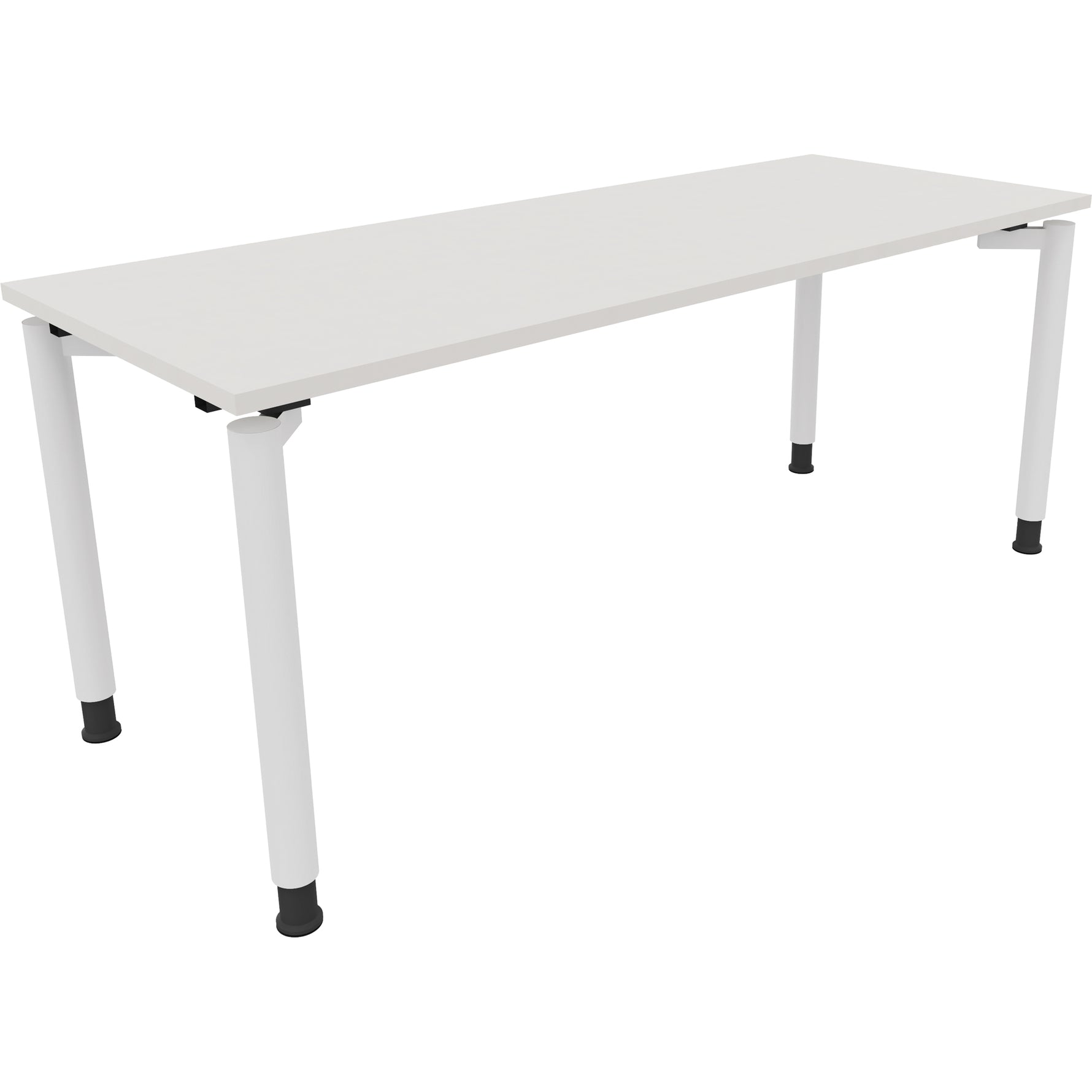 Neutralware Schreibtisch all in one 1.800 x 680-820 x 700 mm (B x H x T) Vierfuß Rundrohr diamant weiß – Produktbild 3