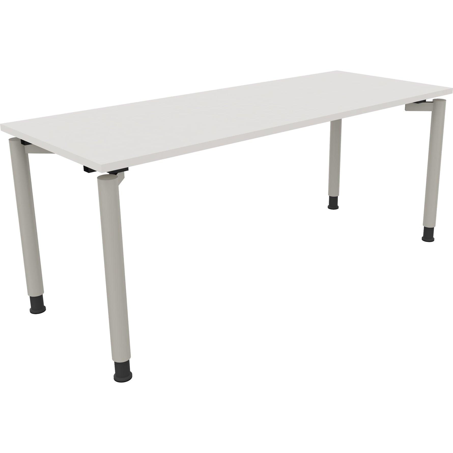 Neutralware Schreibtisch all in one 1.800 x 680-820 x 700 mm (B x H x T) Vierfuß Rundrohr diamant weiß – Produktbild 2