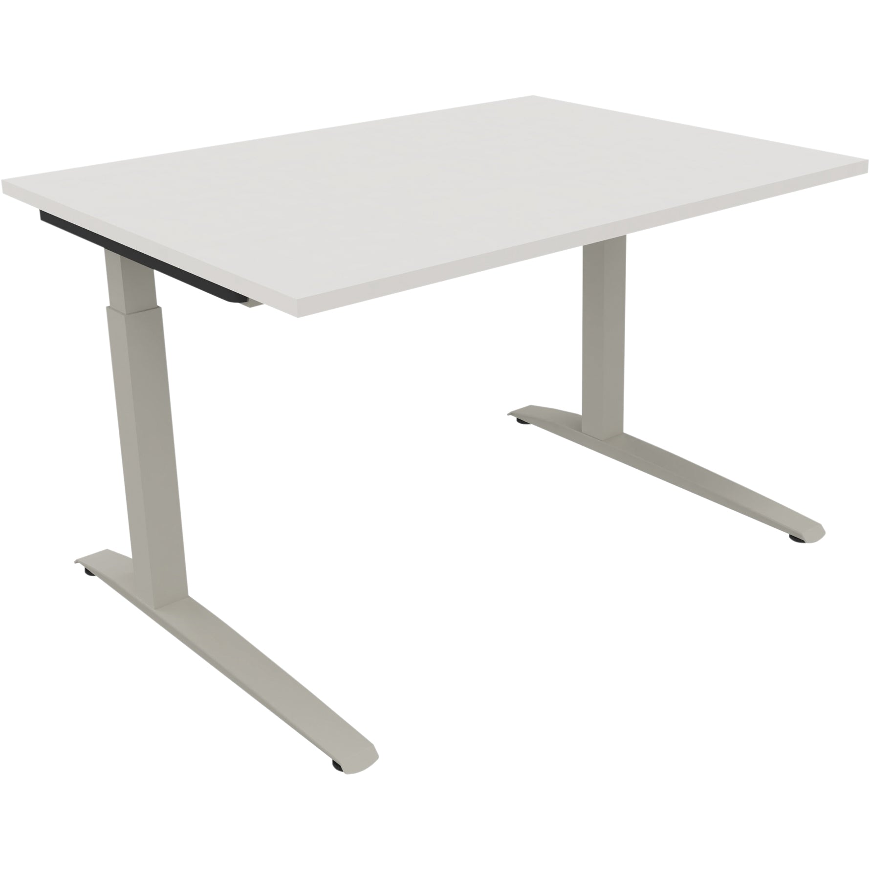 Neutralware Schreibtisch all in one 1.200 x 650-850 x 1.000 mm (B x H x T) Flachkufe Quadratrohr diamantweiß –