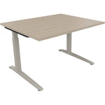 Schreibtisch all in one 1.200 x 650-850 x 1.000 mm (B x H x T) Flachkufe Quadratrohr eiche natur