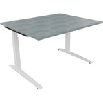 Neutralware Schreibtisch all in one 1.200 x 650-850 x 1.000 mm (B x H x T) Flachkufe Quadratrohr beton hell –