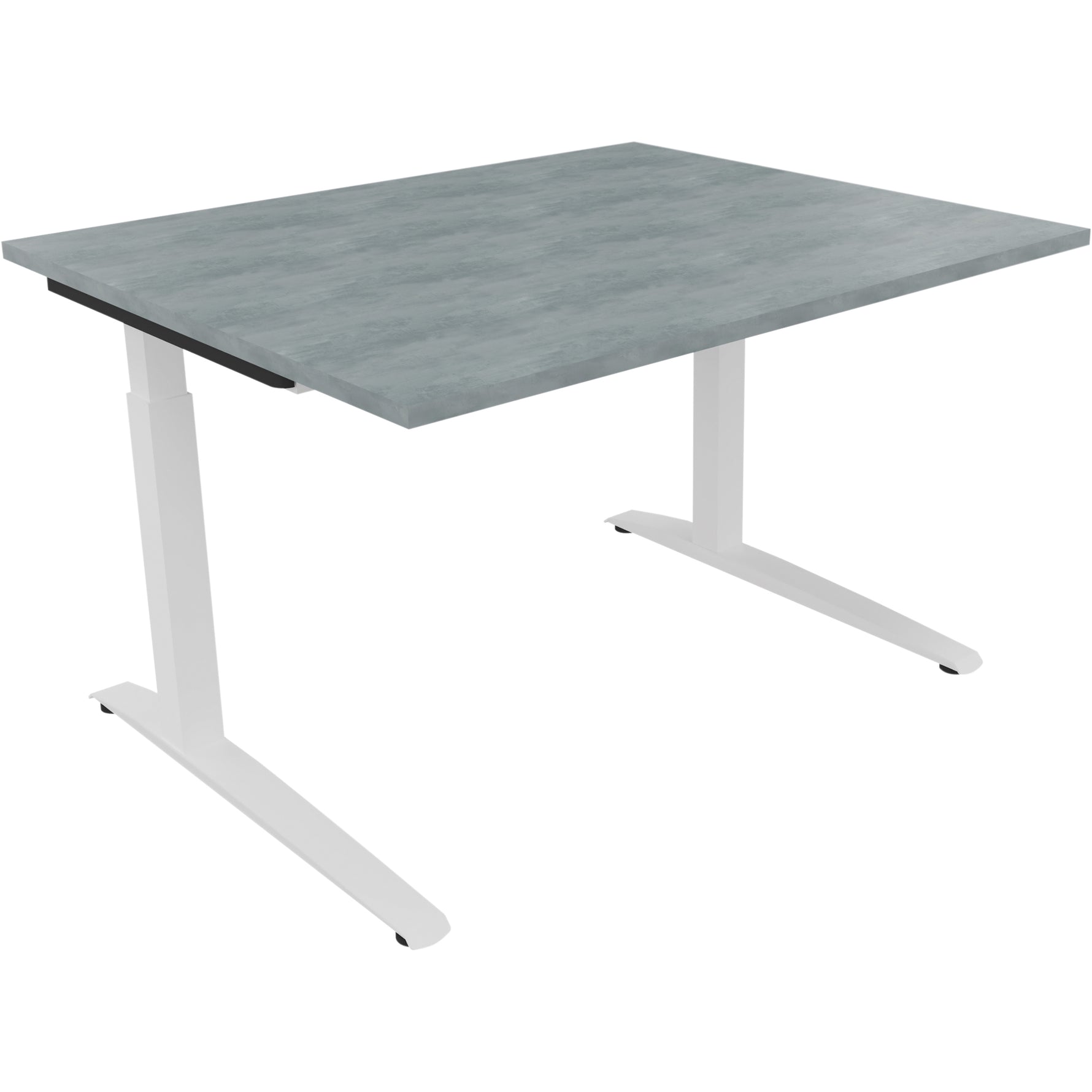 Neutralware Schreibtisch all in one 1.200 x 650-850 x 1.000 mm (B x H x T) Flachkufe Quadratrohr beton hell –
