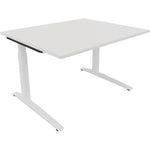 Neutralware Schreibtisch all in one 1.200 x 650-850 x 1.000 mm (B x H x T) Flachkufe Quadratrohr diamantweiß –