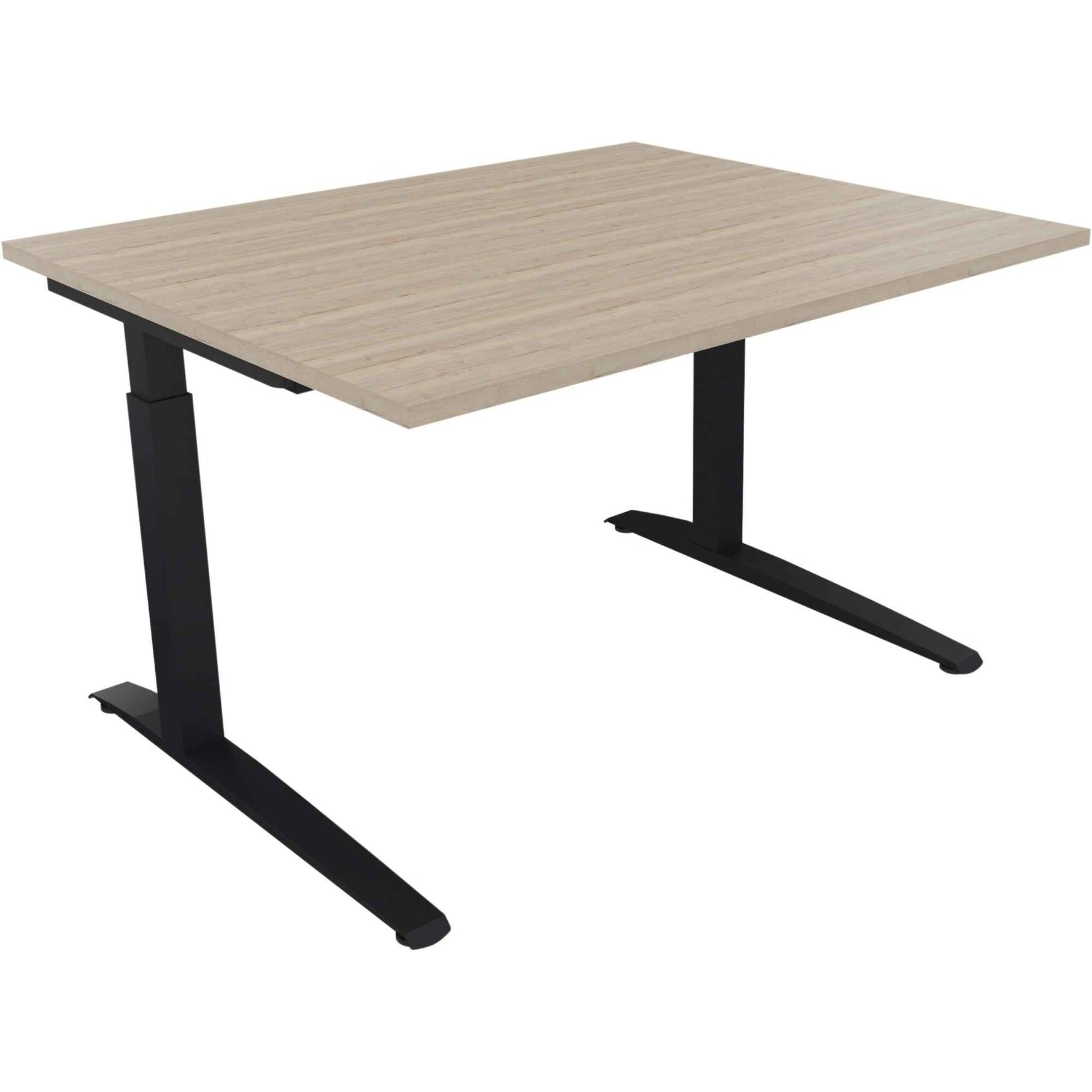 Schreibtisch all in one 1.200 x 650-850 x 1.000 mm (B x H x T) Flachkufe Quadratrohr eiche natur