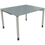 Neutralware Schreibtisch all in one 1.200 x 680-820 x 1.000 mm (B x H x T) Vierfuß Rundrohr beton hell – Produktbild 2