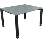 Neutralware Schreibtisch all in one 1.200 x 680-820 x 1.000 mm (B x H x T) Vierfuß Quadratrohr beton hell – Produktbild