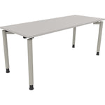 Neutralware Schreibtisch all in one 1.800 x 680-820 x 700 mm (B x H x T) Vierfuß Rundrohr lichtgrau – Produktbild 2