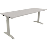 Neutralware Schreibtisch all in one 2.000 x 650-850 x 700 cm (B x H x T) Flachkufe Quadratrohr lichtgrau