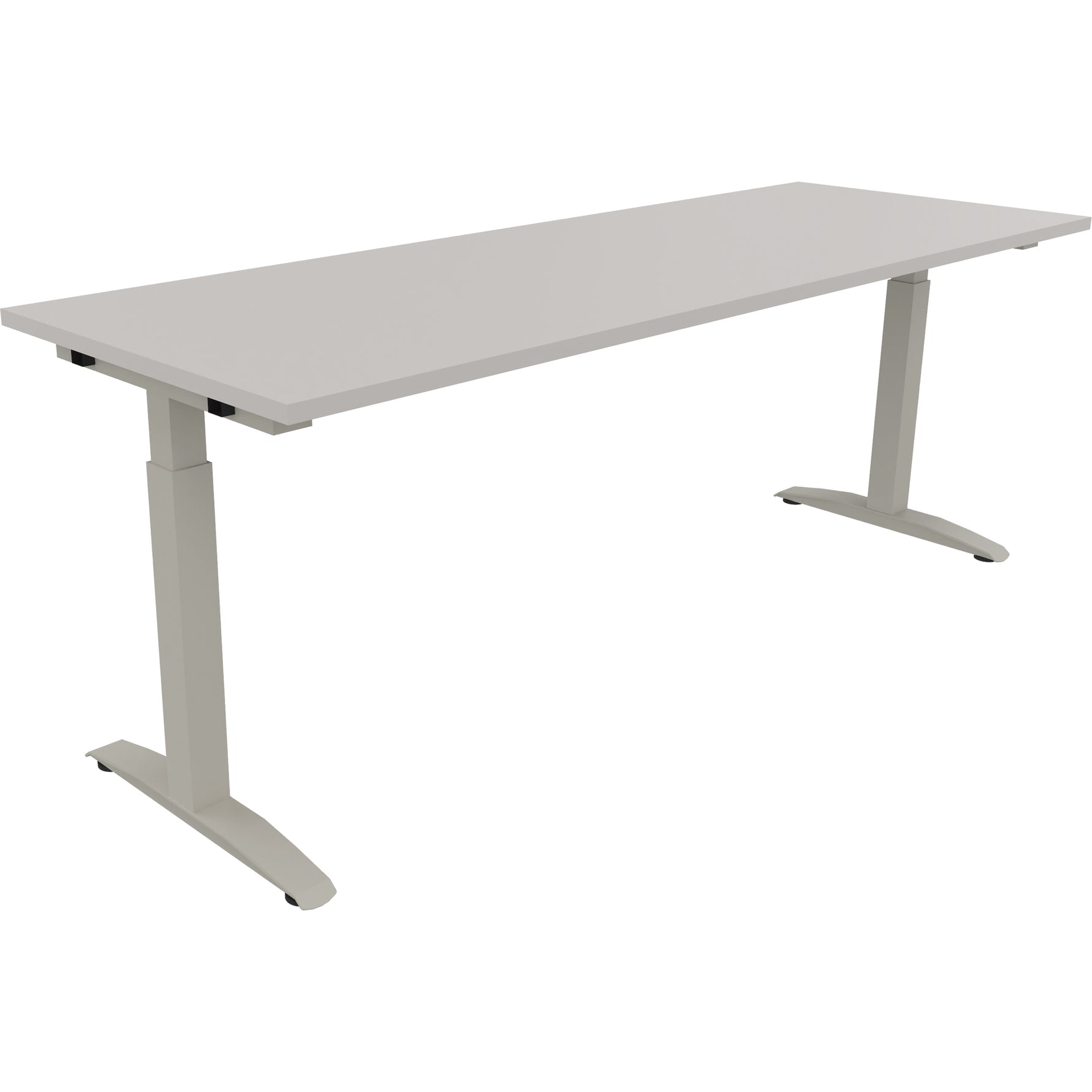 Neutralware Schreibtisch all in one 2.000 x 650-850 x 700 cm (B x H x T) Flachkufe Quadratrohr lichtgrau