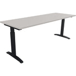 Neutralware Schreibtisch all in one 2.000 x 650-850 x 700 cm (B x H x T) Flachkufe Quadratrohr lichtgrau – Produktbild 2