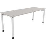 Neutralware Schreibtisch all in one 2.000 x 680-820 x 700 mm (B x H x T) Vierfuß Rundrohr lichtgrau – Produktbild 3