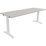 Neutralware Schreibtisch all in one 2.000 x 650-850 x 700 cm (B x H x T) Flachkufe Quadratrohr lichtgrau – Produktbild 3