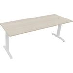 Neutralware Schreibtisch all in one 2.000 x 650-850 x 700 mm (B x H x T) Flachkufe Quadratrohr akazie hell – Produktbild