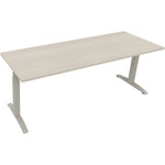 Neutralware Schreibtisch all in one 2.000 x 650-850 x 700 mm (B x H x T) Flachkufe Quadratrohr akazie hell – Produktbild
